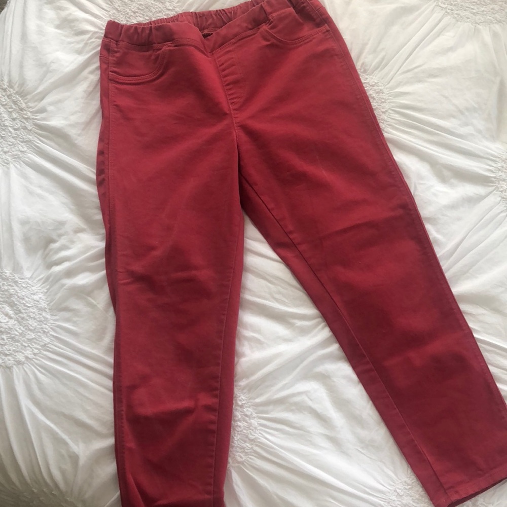 Distressed Drawstring Raspberry Uniqlo “Jegging”